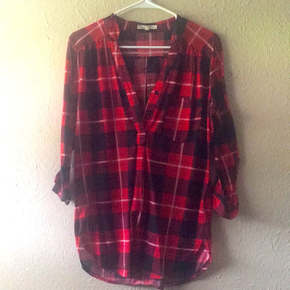 Plaid button up size large